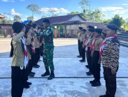Satgas yonif 123/ Rajawali Berikan pelatihan Pramuka di Kampung Eci Distric Assue