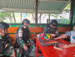 Satgas Yonif 410/Alugoro Pos Jagiro Laksanakan Yankes Gratis Door to Door di Wilayah Perbatasan