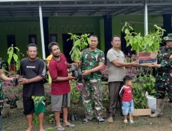 Peduli Lingkungan, Satgas TMMD ke-127 Bersama Warga Tanam Pohon di Bantaran Sungai Desa Wonosari