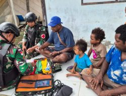 Satgas Pamtas Kewilayahan RI-PNG Yonif 410/Alg Berikan Yankes di Kampung Naikere