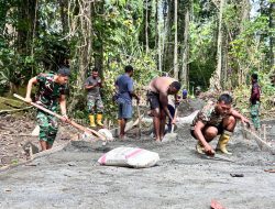 Genjot Gotong Royong, Pengecoran Jalan TMMD Kodim Manokwari Capai 85 Persen