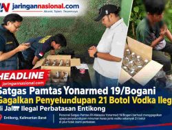 Satgas Pamtas Yonarmed 19/Bogani Gagalkan Penyelundupan 21 Botol Vodka di Entikong