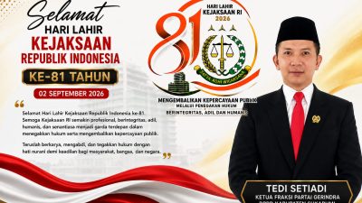 Teddy Setiadi Ucapkan Selamat Hari Lahir Kejaksaan RI ke-81, Dorong Penegakan Hukum Berintegritas dan Humanis.