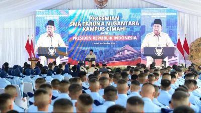 Prabowo Resmikan SMA Taruna Nusantara Cimahi, Tekankan Pendidikan dan Integritas Calon Pemimpin Bangsa