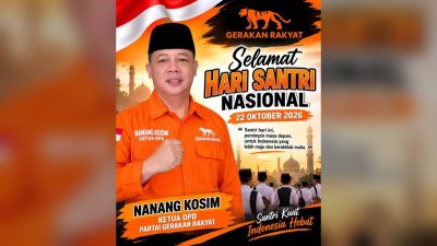Nanang Kosim, Ketua DPD Partai Gerakan Rakyat Kota Bekasi, Ucapkan Selamat Hari Santri Nasional.